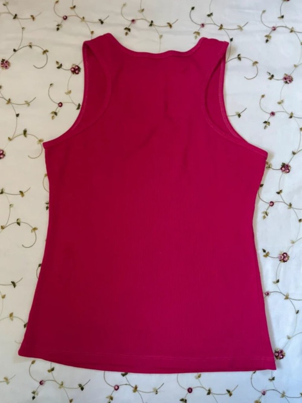 pink rhinestone ribbed tank top - Picture 2 of 4